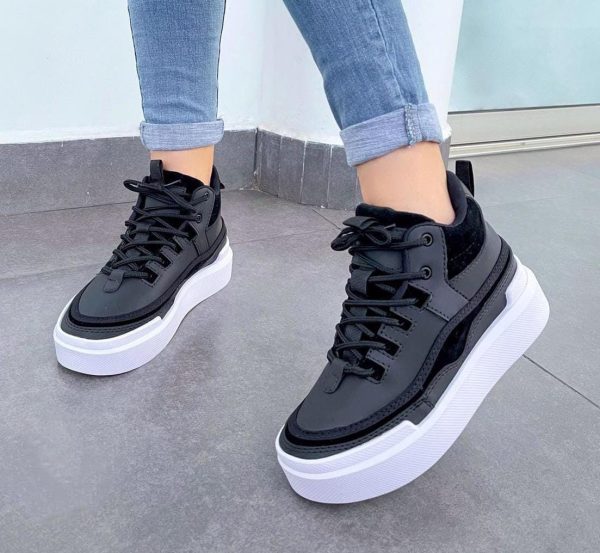 Tenis Botin Negro Blanco
