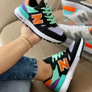 Tenis New Balance Dama Negro Naranja