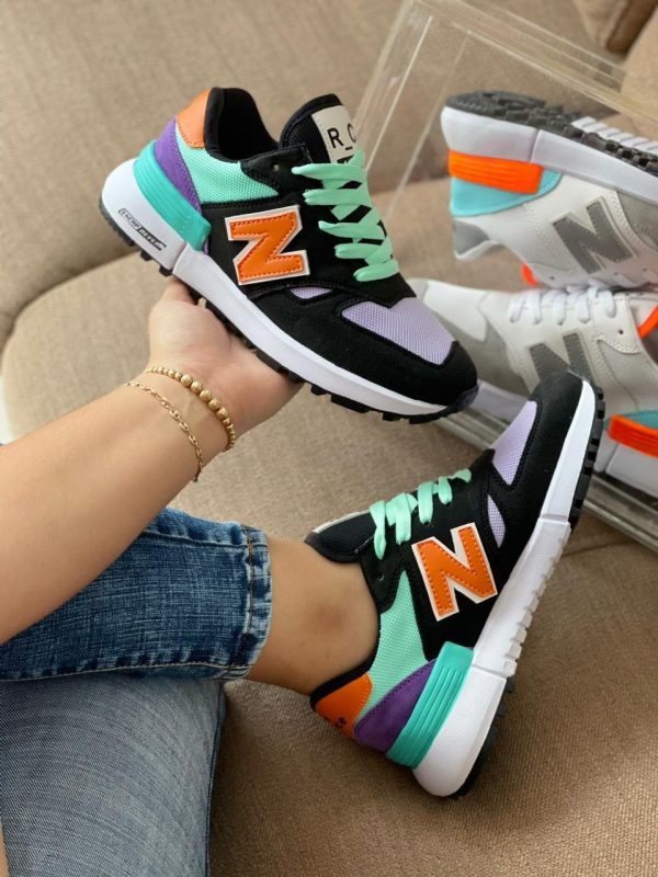 Tenis New Balance Dama Negro Naranja